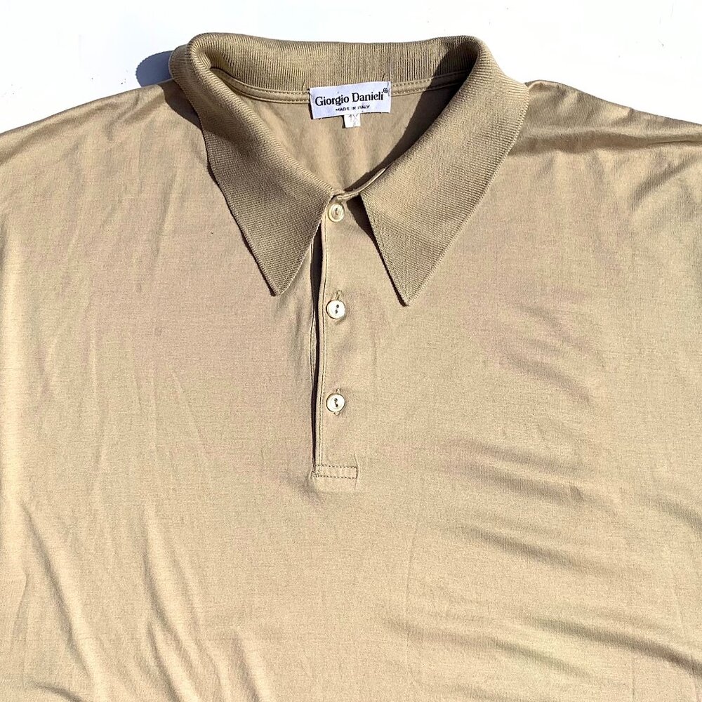 Men’s Giorgio Danieli 100% Cotton Polo, Made in Italy, Khaki XL